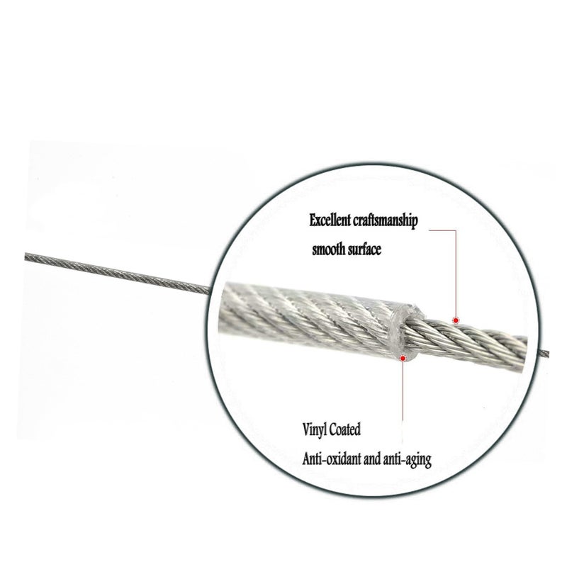 Yountiger 304 Stainless Steel Wire Cable Vinyl Coated, Outdoor Light Guide Wire, Suitable 1/16 Inch Overmolded to 3/32 Inch 200FT - Image 5